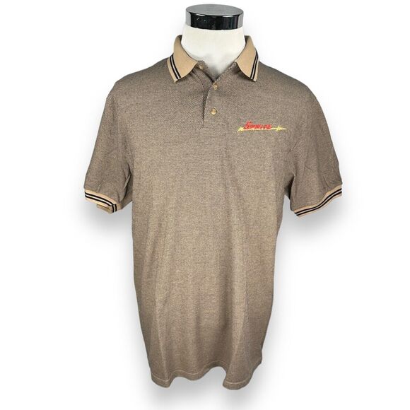 Vintage Austin Healey Sprite Car Polo Shirt Men’s Large Rare Brown Short Sleeve - Picture 1 of 8